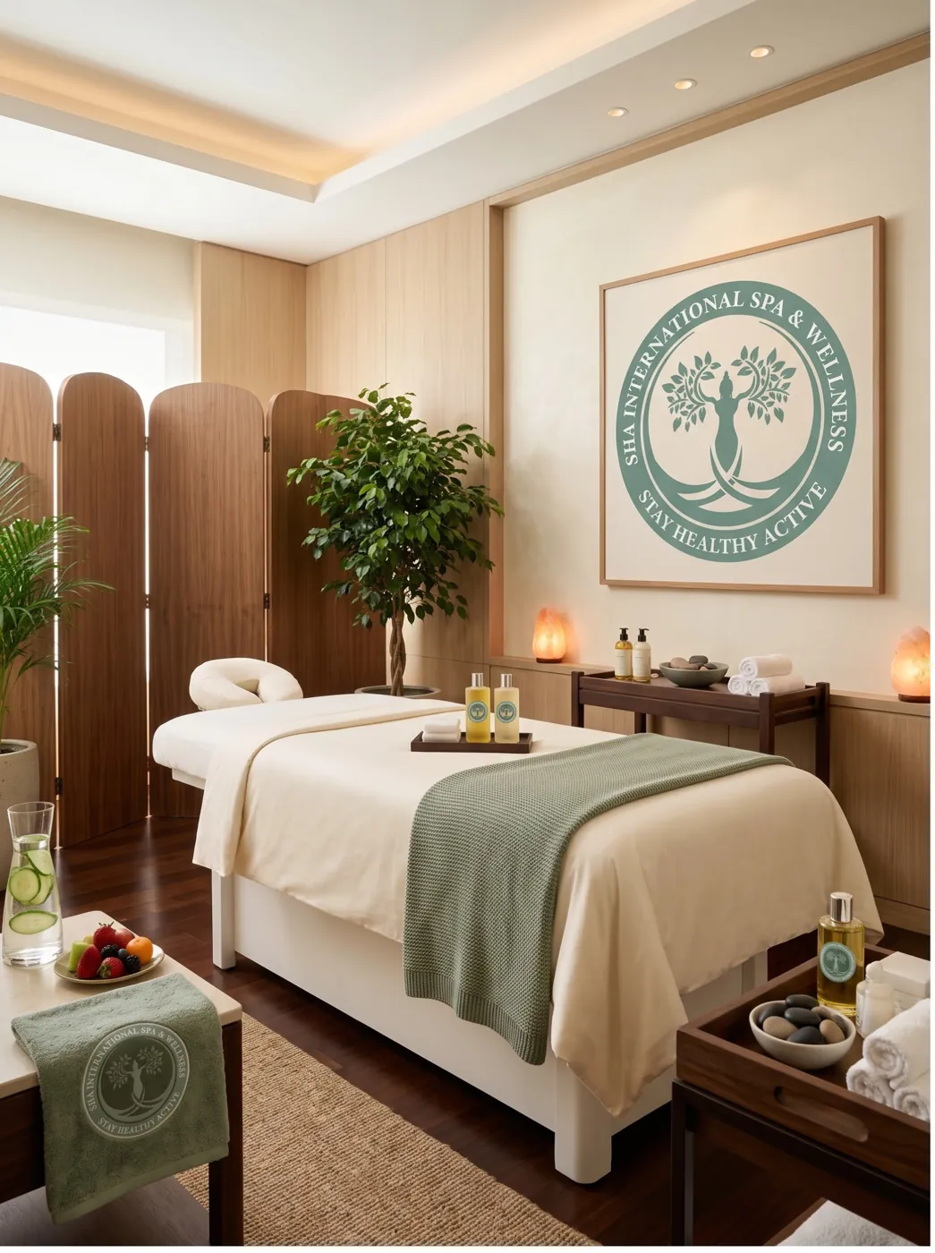 Peaceful spa room at Sha International Spa in Chandigarh — your escape from everyday stress